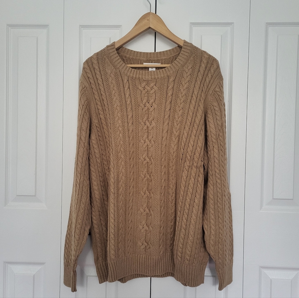 NWT Amazon Essentials Women's Cable Knit Sweater Camel Size XXL